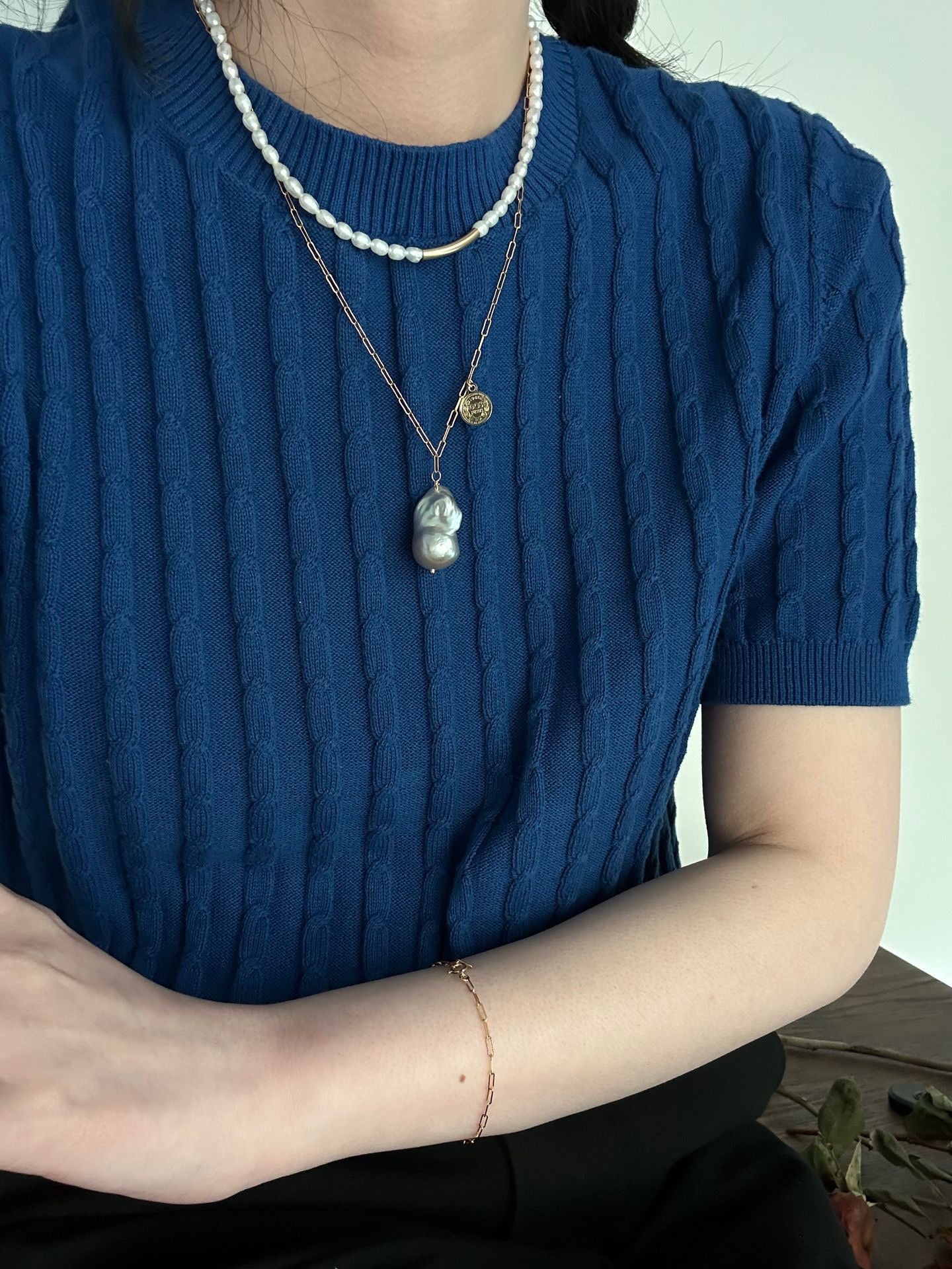 US14kGold FilledCopper GreyNecklace