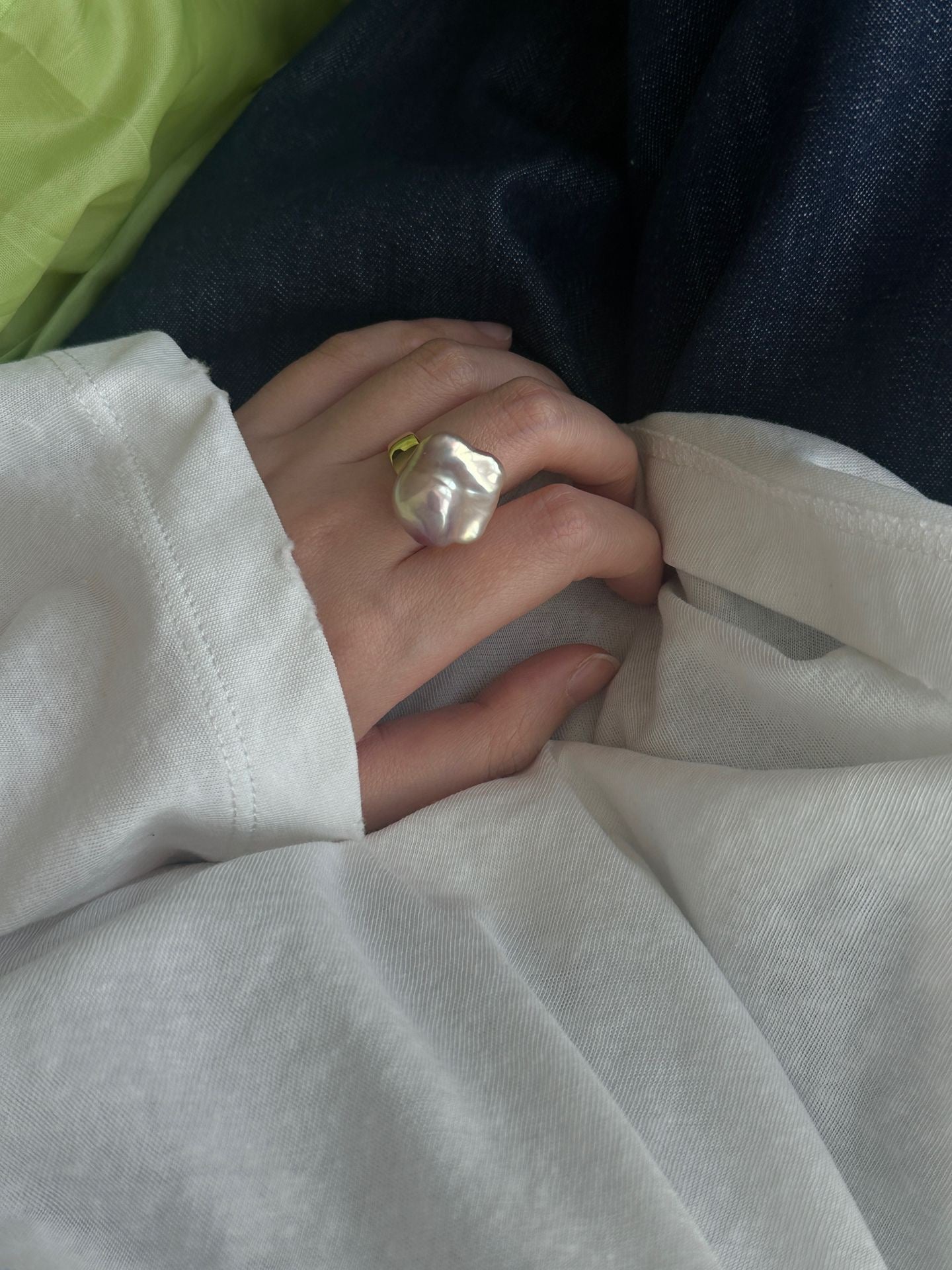 Silver Gold Plated 18k Colorful Wide Ring