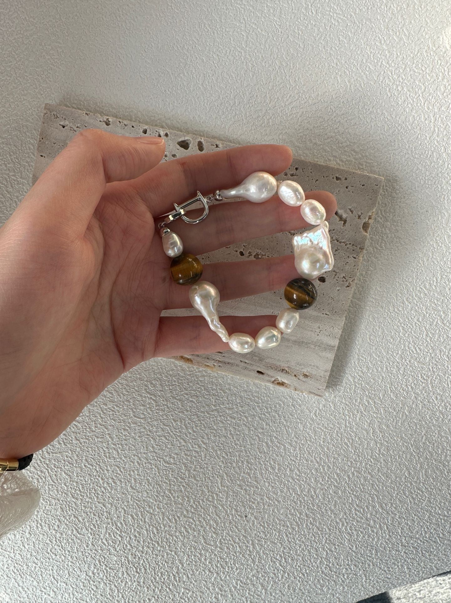 Sterling Silver Tiger Eye Large Baroque Bracelet