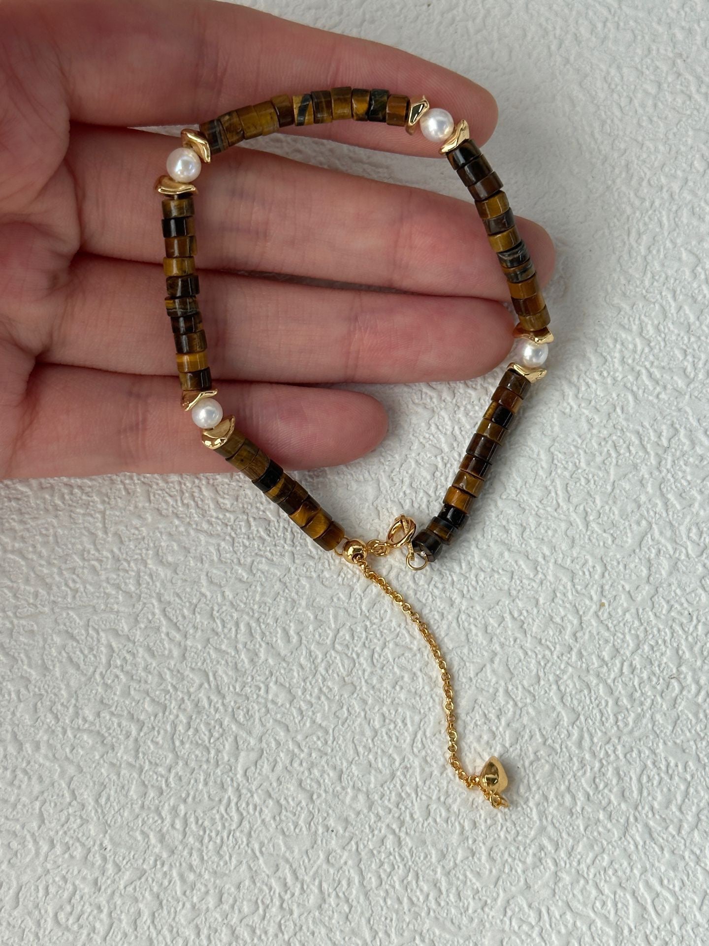 Silver Gold Plated 18K Others Copper Plated Caramel Tiger Eye Bracelet