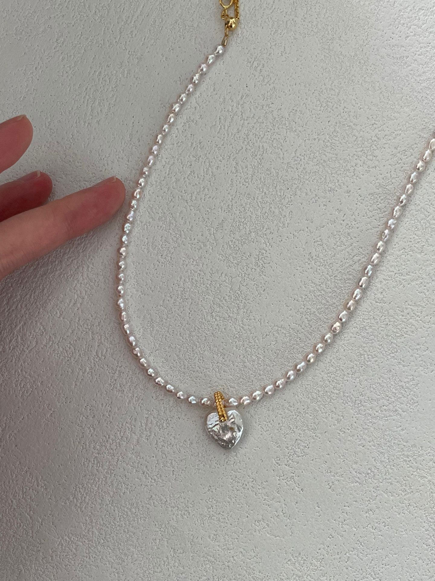 SilverGold Plated18K FairyHeartPearlNecklace