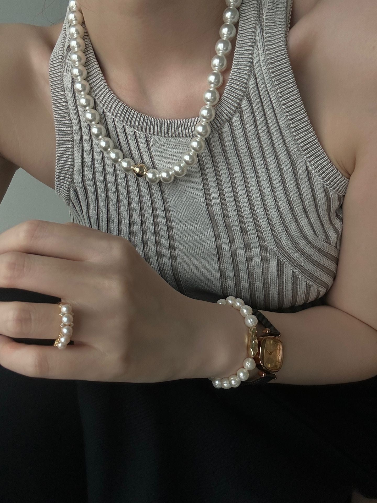 Domestic14KGold FilledNaturalFreshwater Threaded bead bracelet