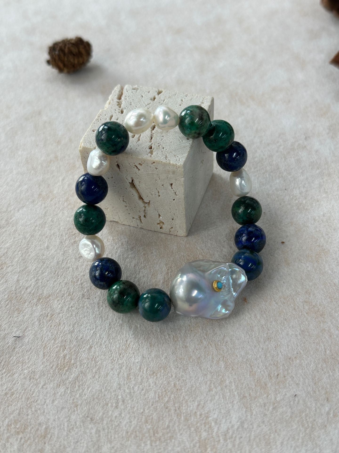 TurquoiseSilverGold Plated14k NaturalTurquoiseLarge BaroqueBracelet