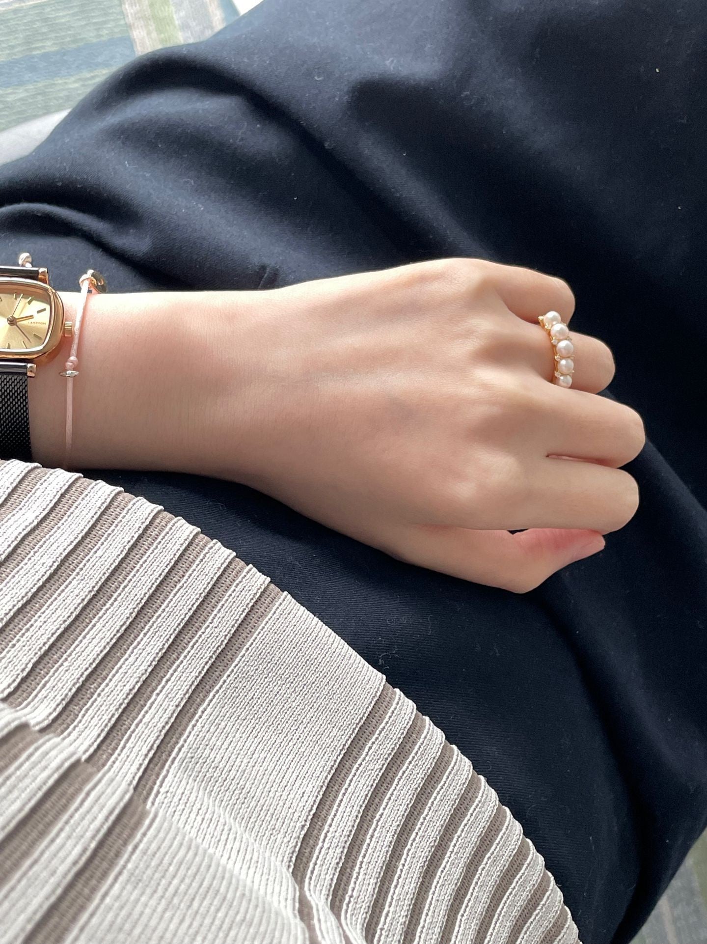 Full Sterling Silver Freshwater Pearl Row Diamond Pearl Ring