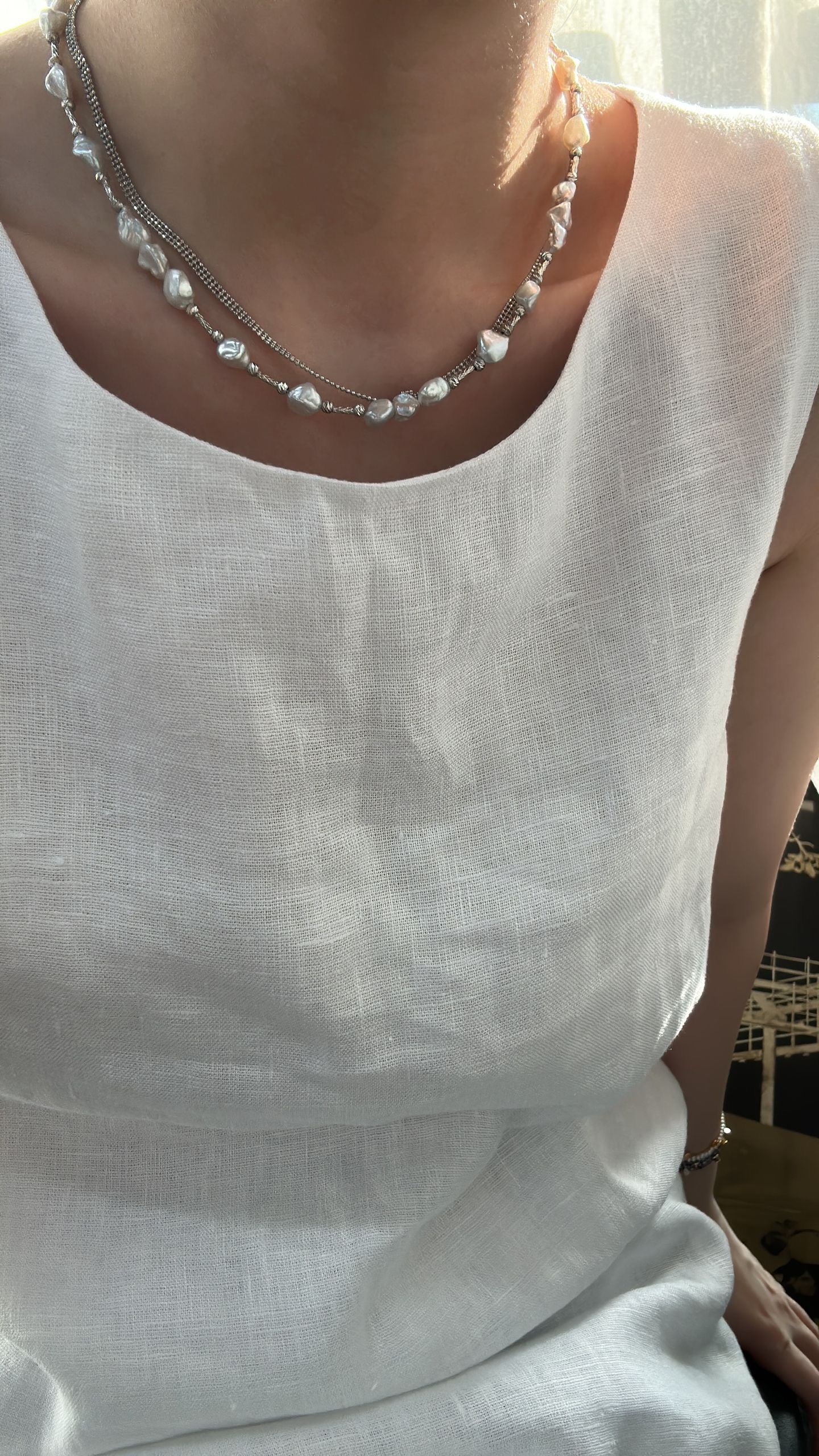 Mixed Broken Silver Necklace