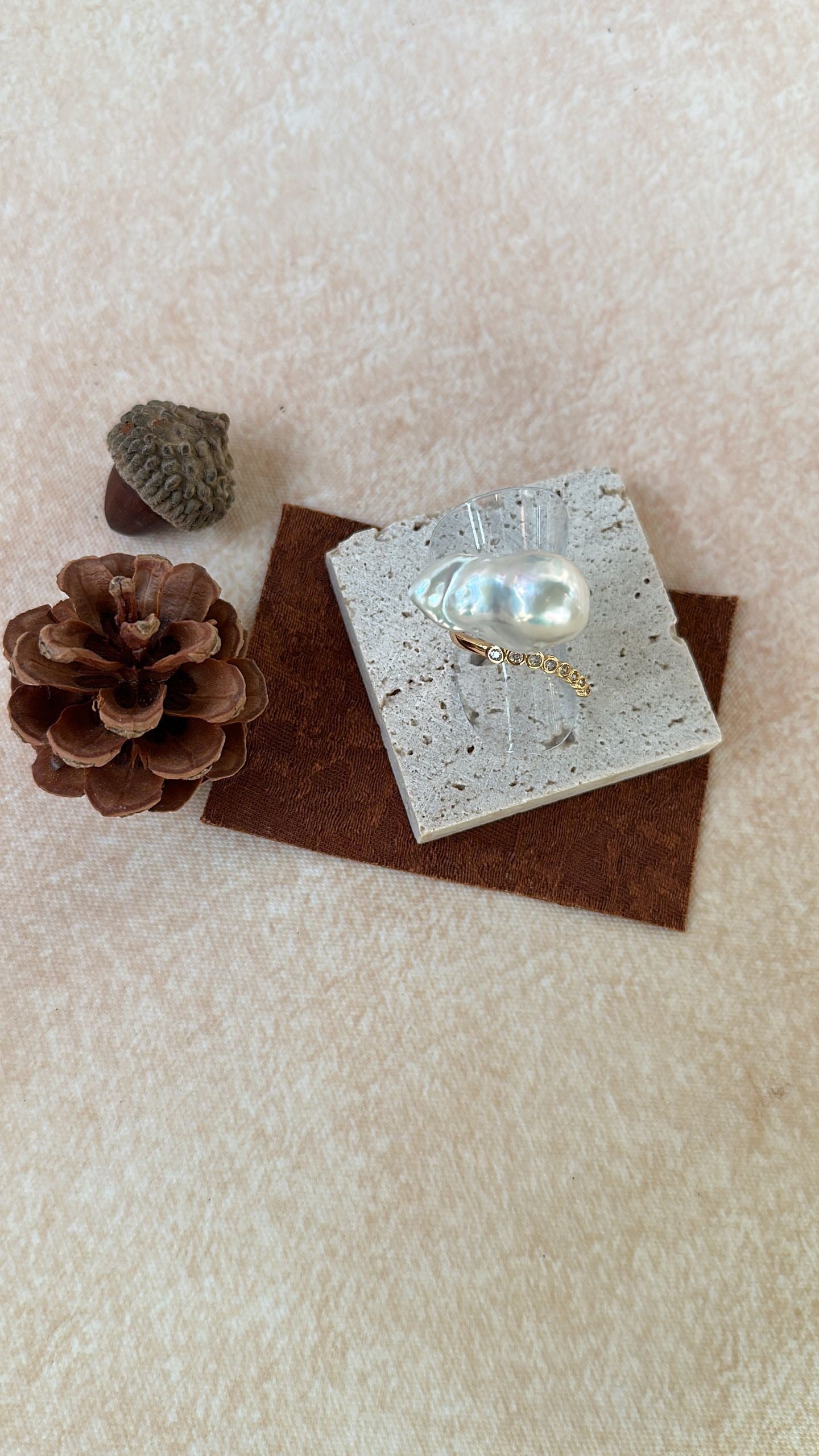 Sterling Silver Straight Line Large Baroque Ring