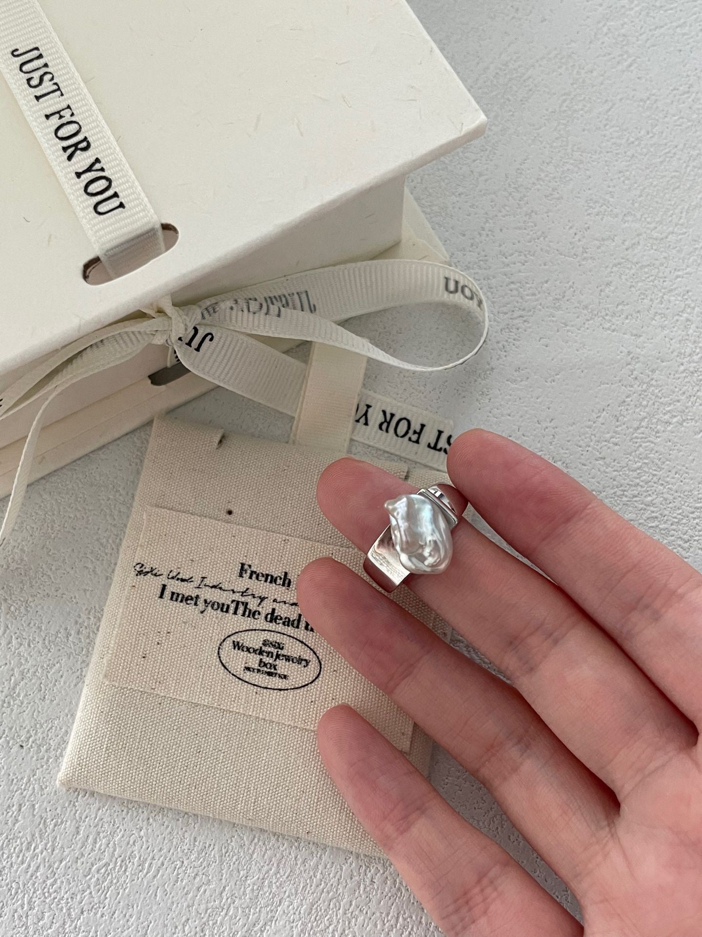 Full Sterling Silver Keshi Ring