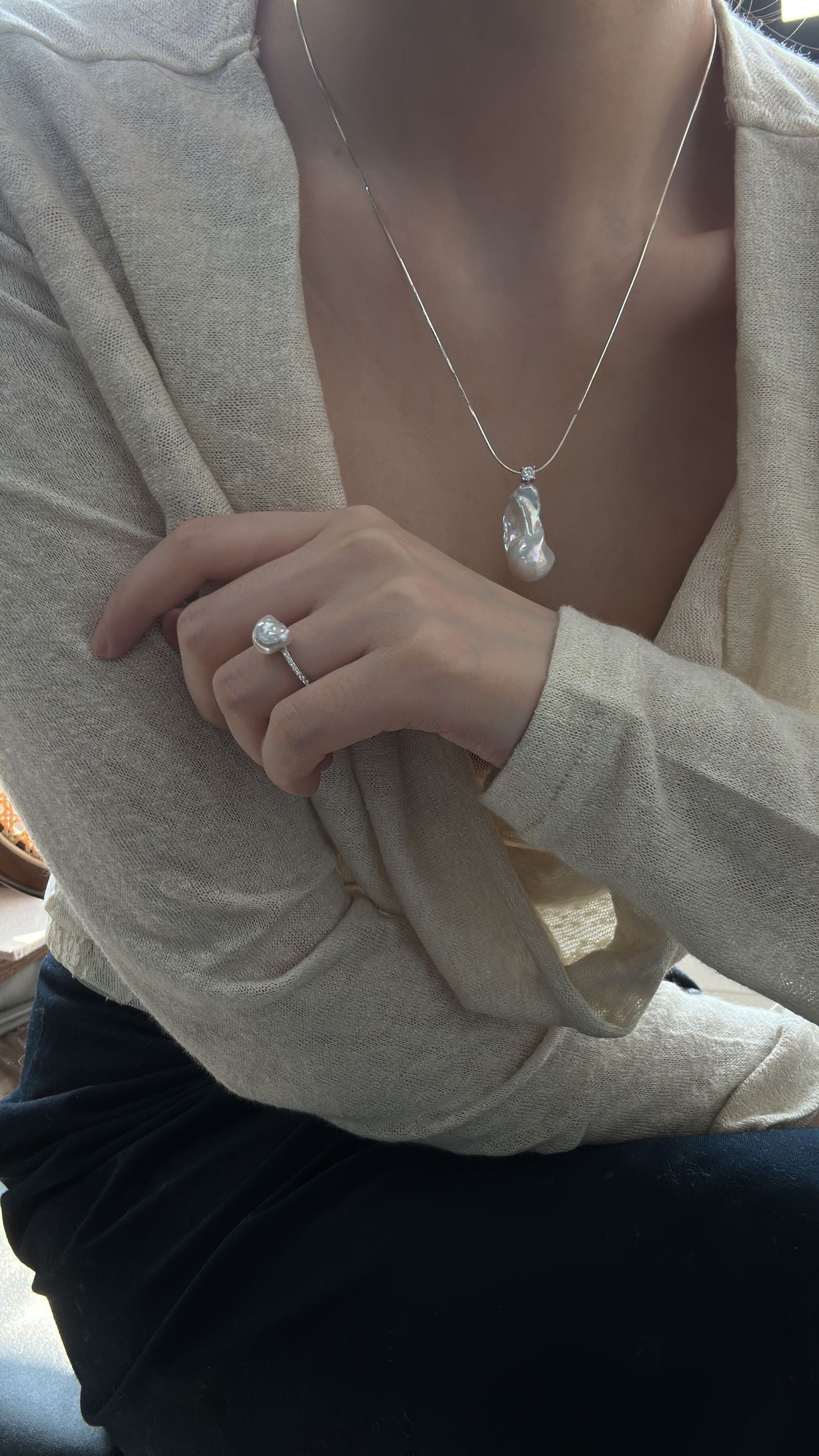 Sterling Silver Small BaroqueDianaNecklace