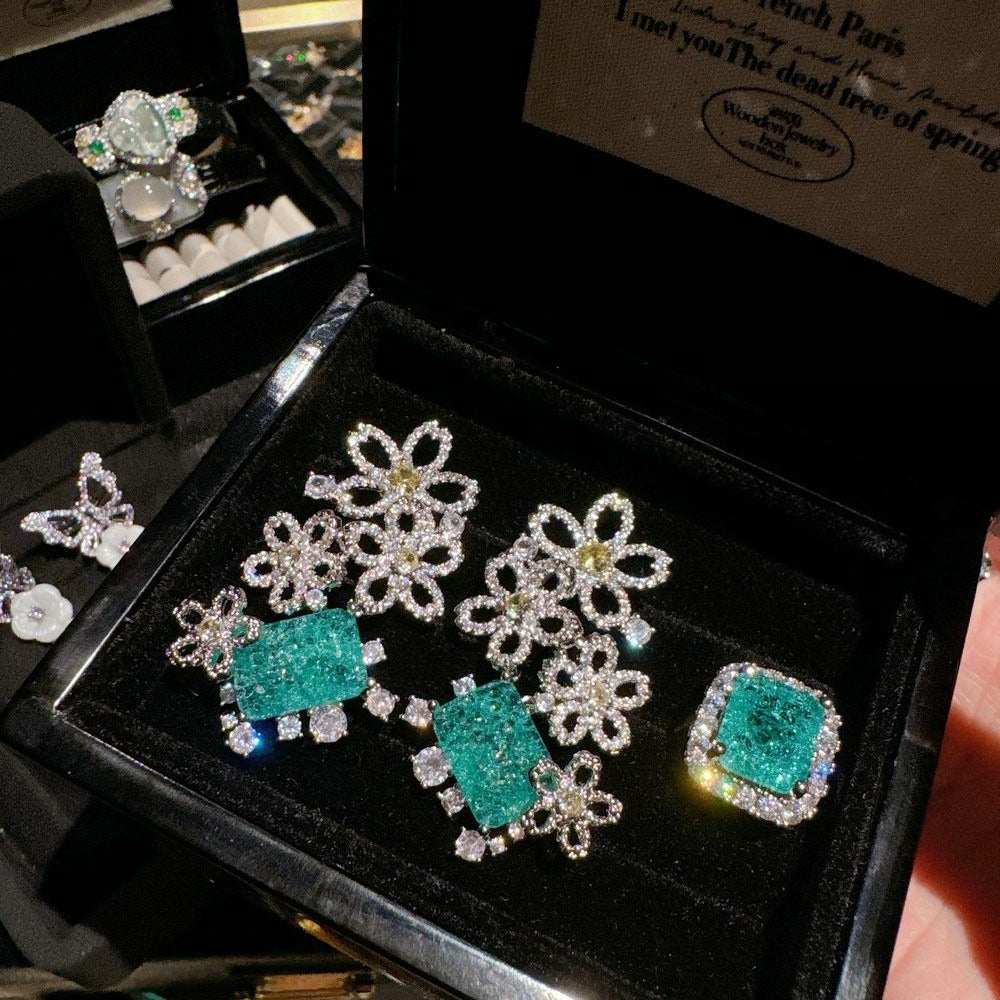 Hundred Flowers Peacock Diamond Jewelry Set