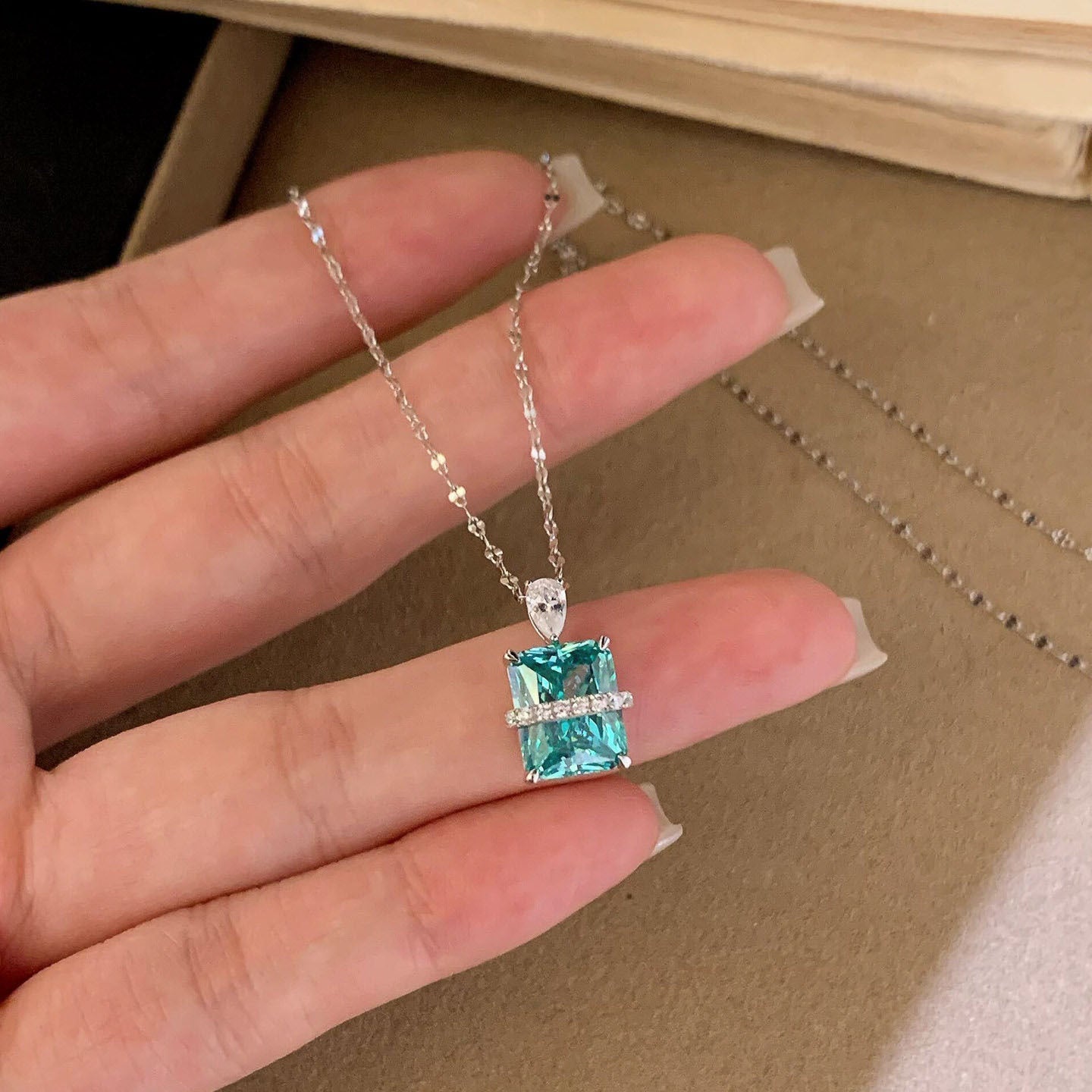 Blue Bubble Zircon Necklace