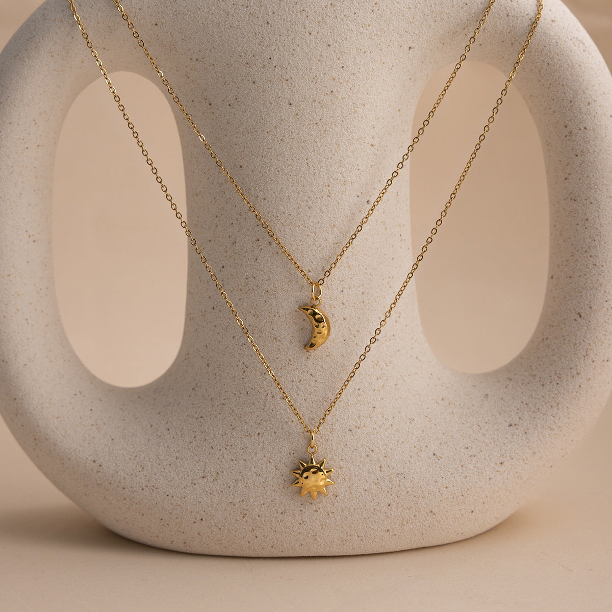 Titanium Steel Sun Moon Necklace