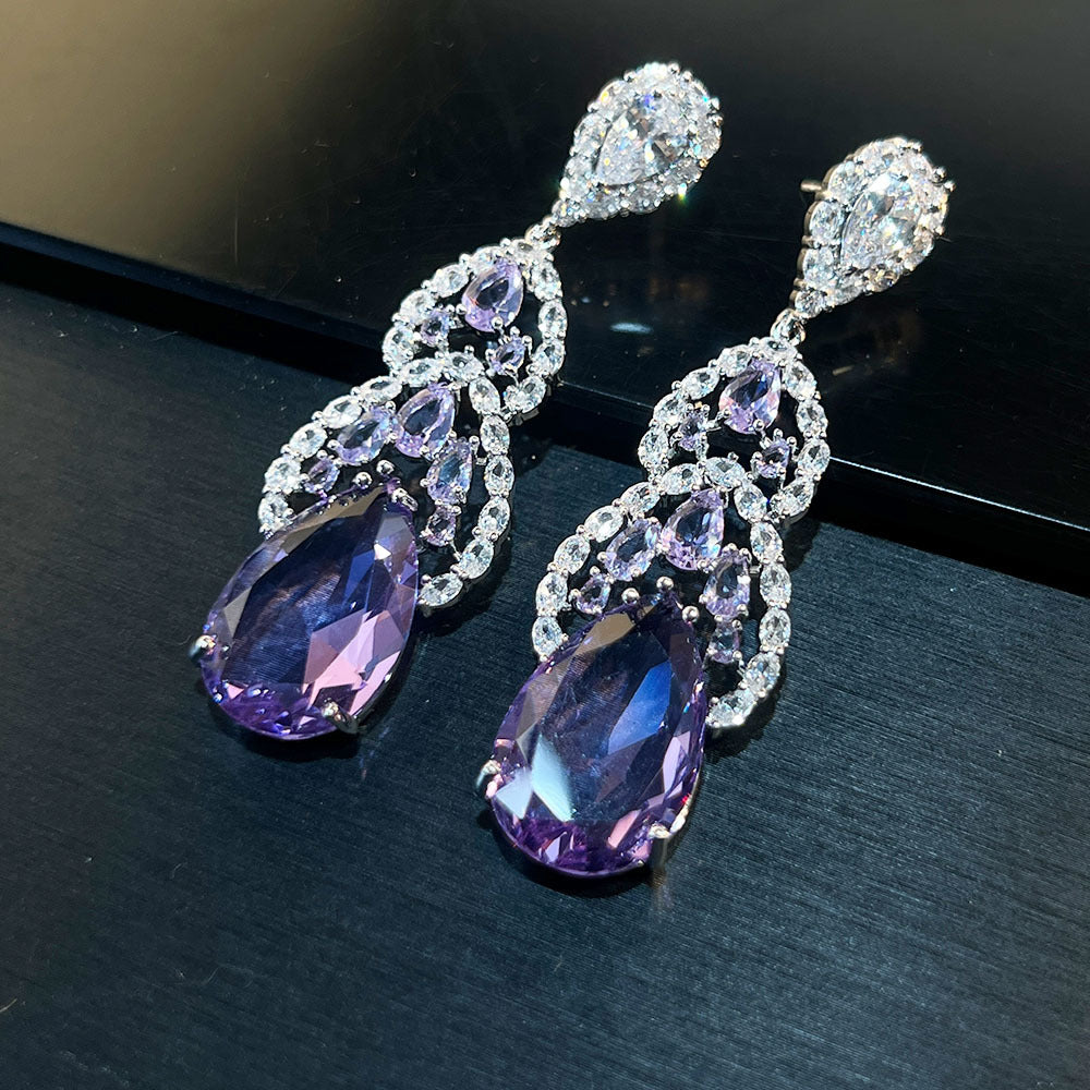 Elegant Purple Tone Earrings