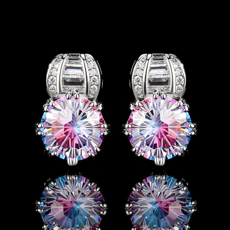Multi-Color Firework Cut Diamond Earrings