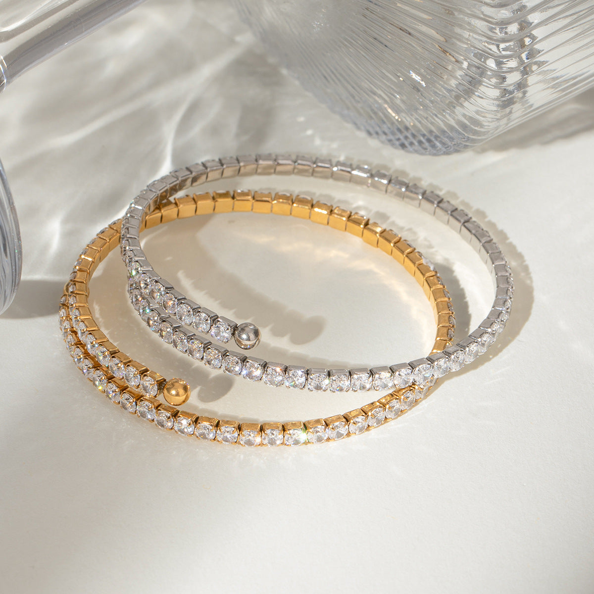 Titanium Steel Full Zircon Row Drill Bracelet