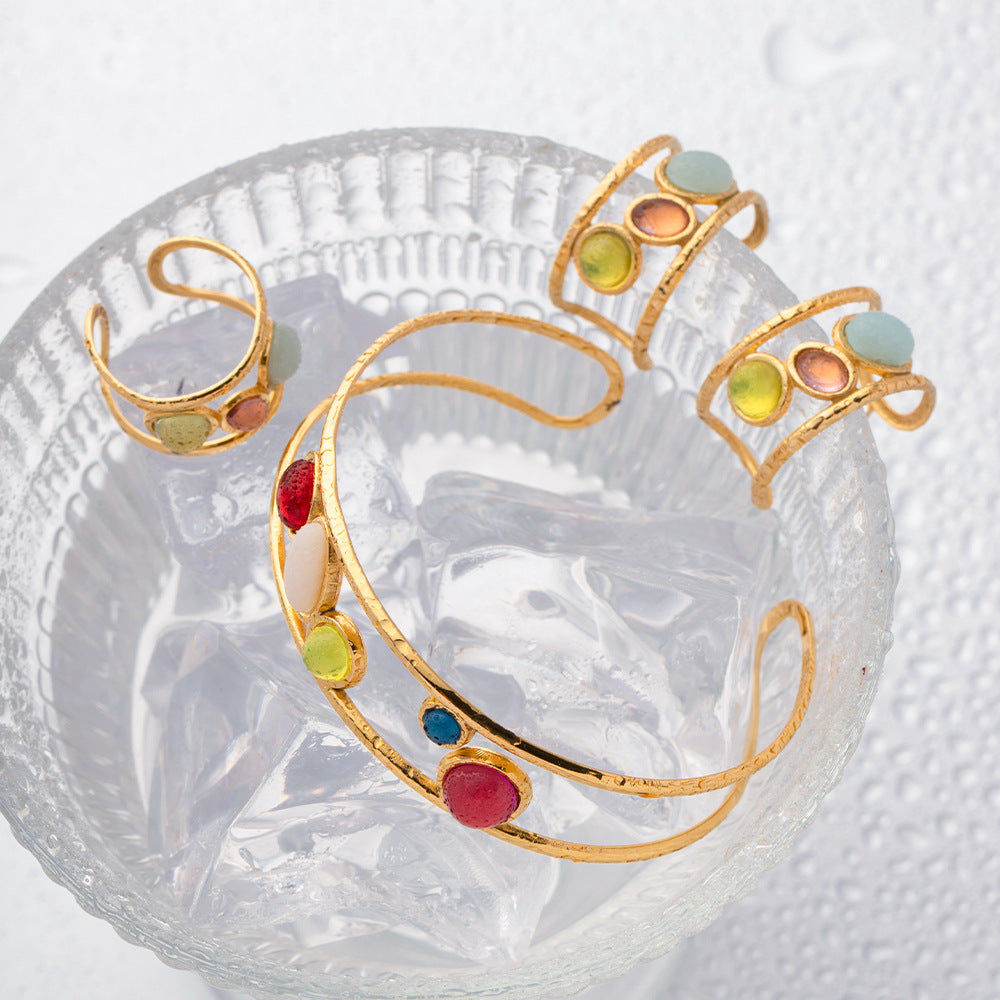 Colorful Diamond Bangle & Ring Set