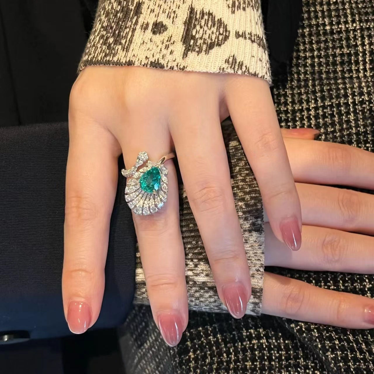 Green Peacock Ring