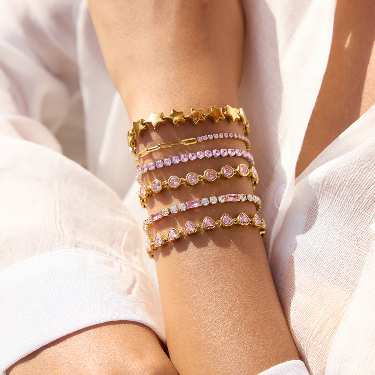 Titanium Steel Pink Bubble Series Bracelet