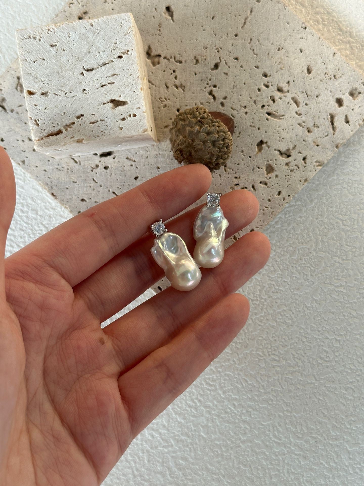 Sterling Silver Small Baroque Diana Stud Earrings