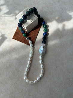 Sterling Silver TurquoiseNaturalPearlContrast Color