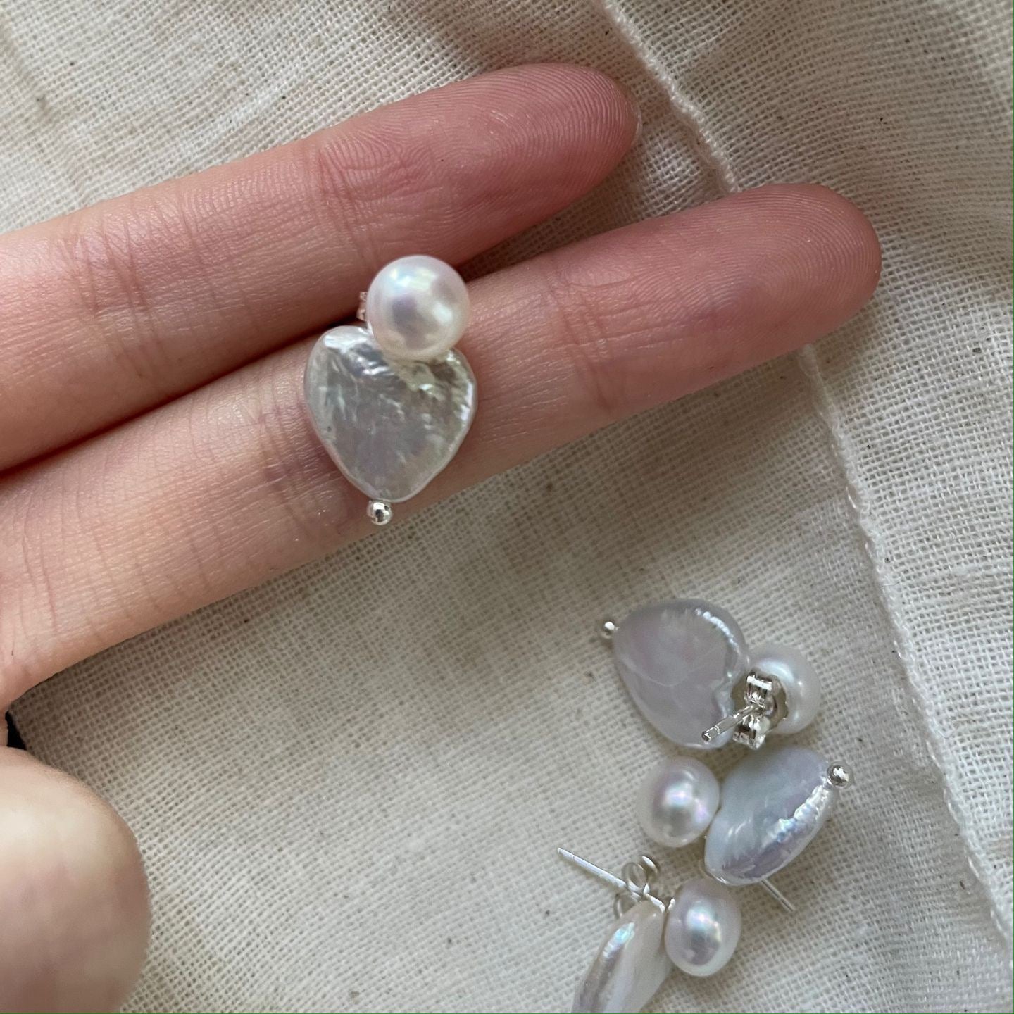 Sterling Silver/ Gold Plated 18K Heart Button Stud Earrings