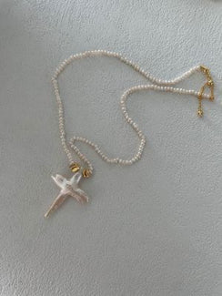 SilverGold PlatedEnd BuckleCopperGold PlatedGold CrossPearlNecklace