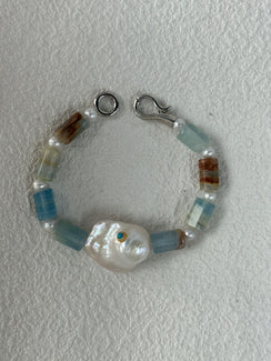 Sterling Silver Blue Turquoise Large Baroque Bracelet