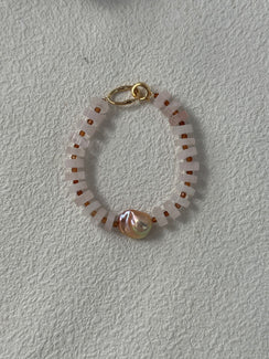 Silver Gold Plated 18K Rose Quartz Bracelet