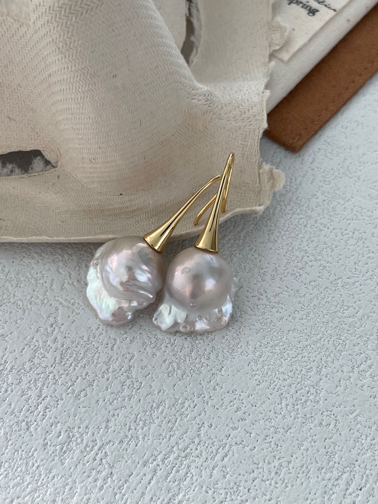 Silver Gold Plated 18K Large Baroque Earrings