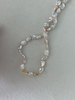 SilverGold Plated18K MustachePearlNecklace