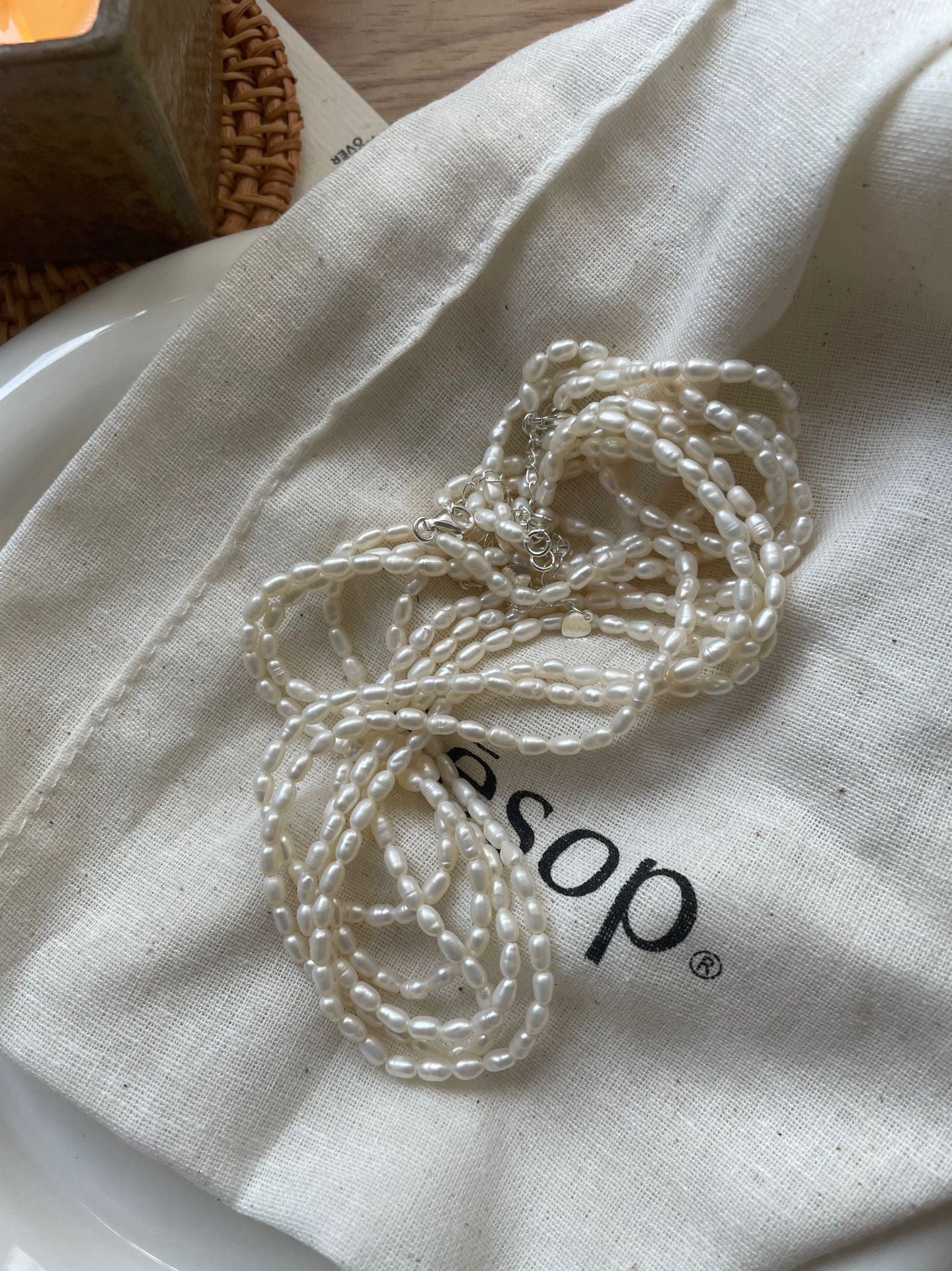 Solid Silver Pure Rice Necklace