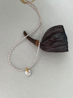 SilverGold Plated18K FairyHeartPearlNecklace