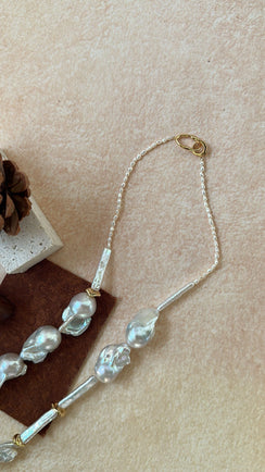 Silver Gold Plated 18K Gold 14K  Gold Filled Figure Eight Pearl Necklace