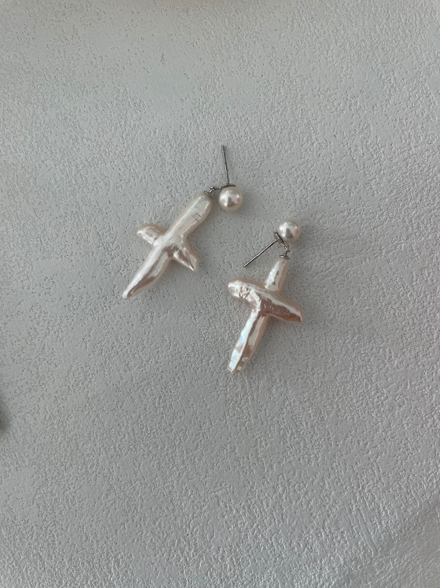 Sterling Silver Cross Pearl Earrings