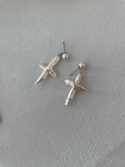 Sterling Silver Cross Pearl Earrings