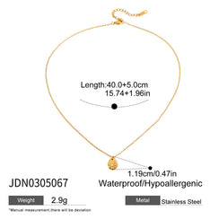 Titanium Steel Diamond Gold Plaque Pendant Necklace