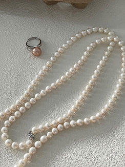 Sterling Silver ThreadedPearlNecklace