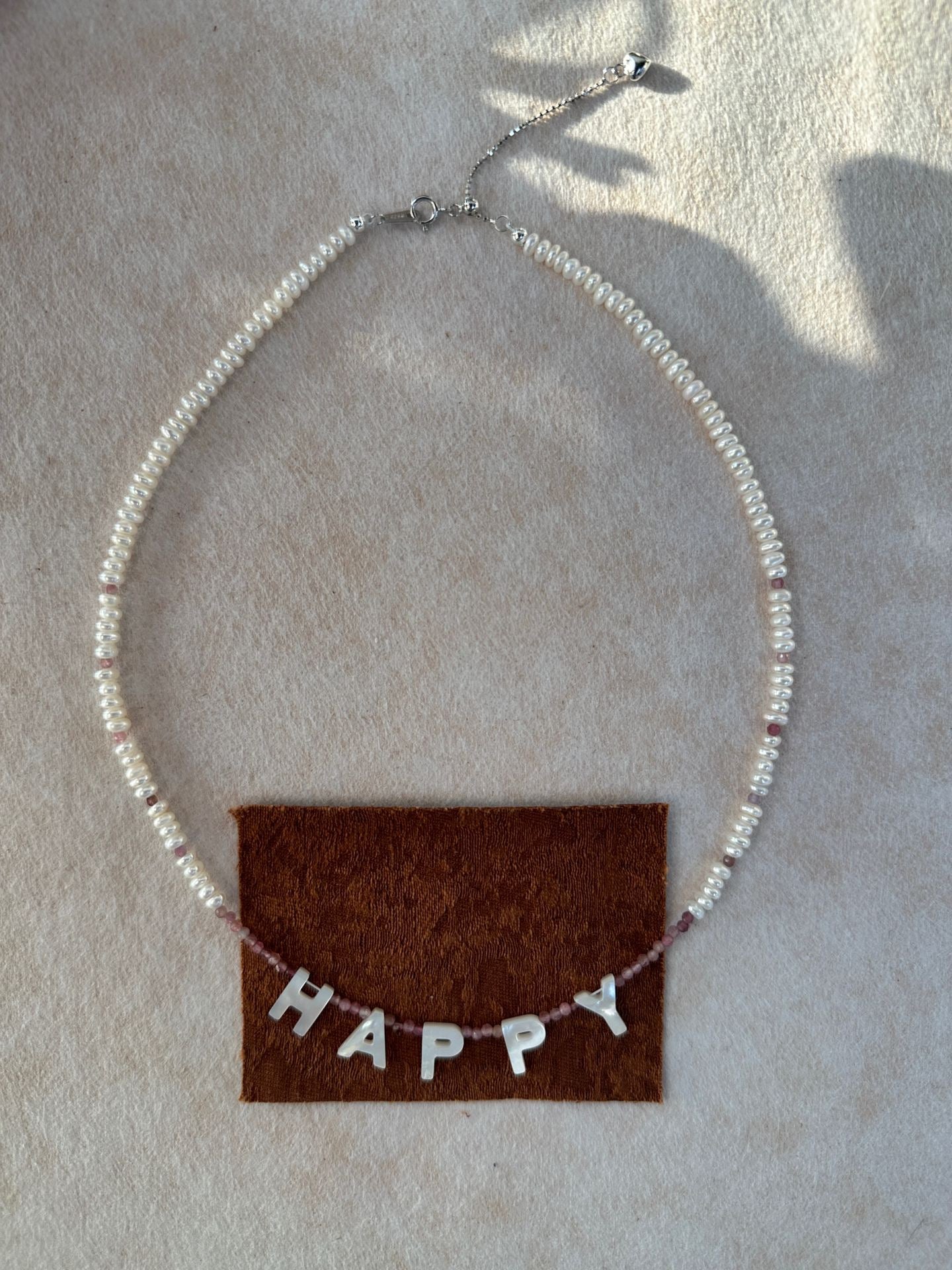 Sterling Silver Pink Tourmaline Letterhappy Necklace