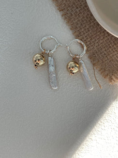Sterling Silver Gold Pearl Earrings