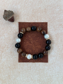 Copper Vandyke Brown Wood Bracelet