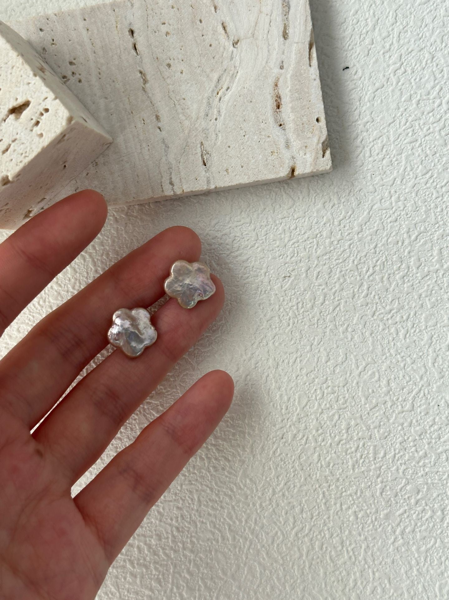Sterling Silver Plum Blossom Stud Earrings