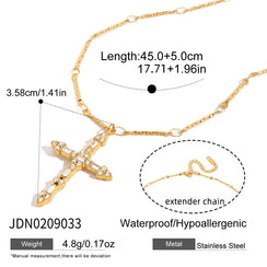 Titanium Steel Cross Diamond Necklace