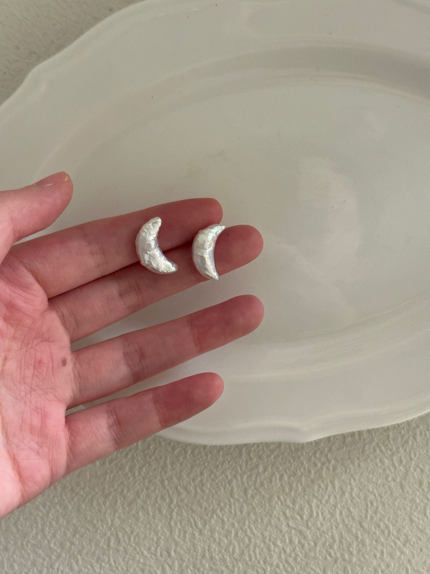 Full Sterling Silver Moon Stud Earrings