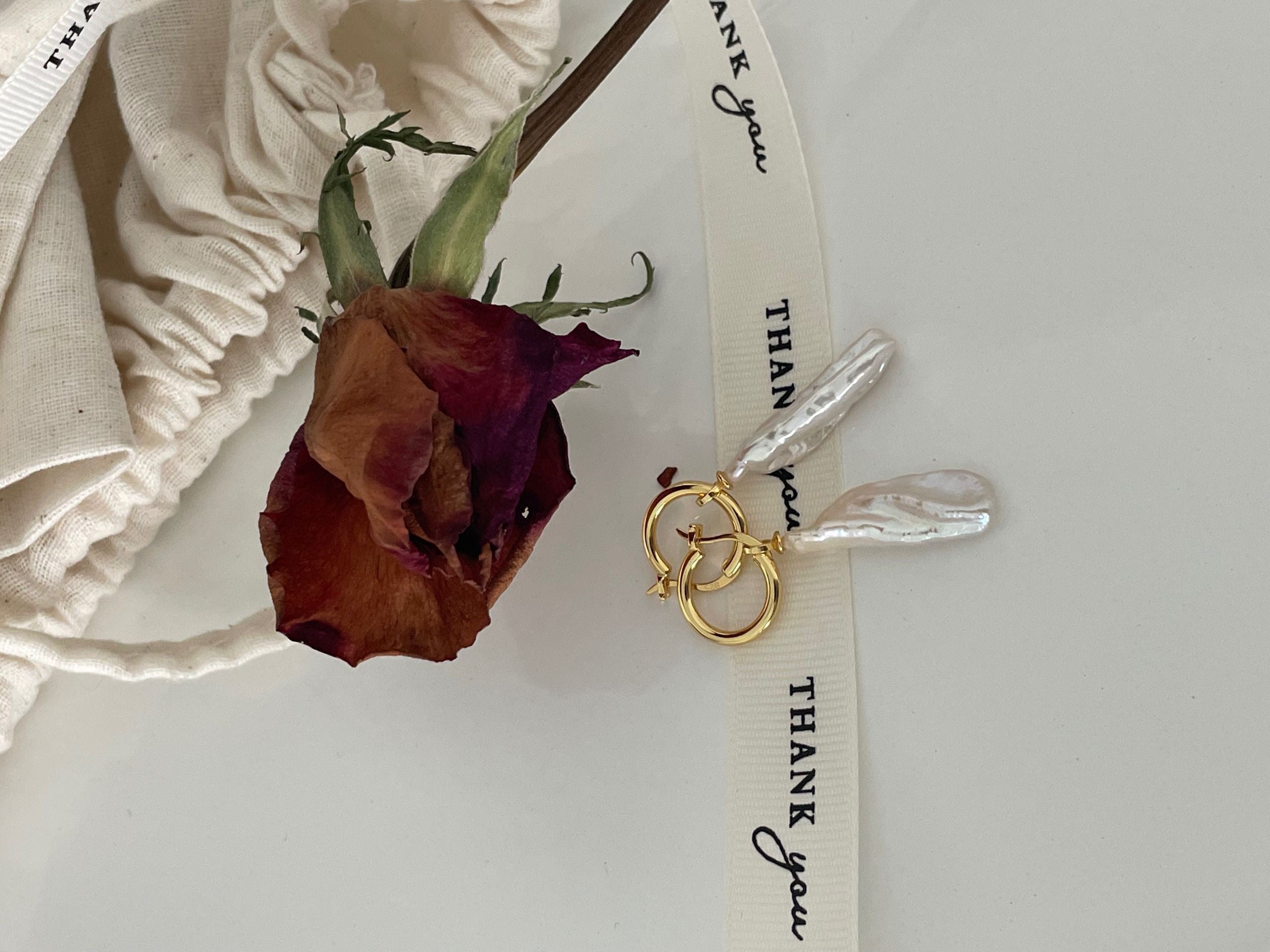 Silver Gold Plated 18K Pipa Pearl Earrings