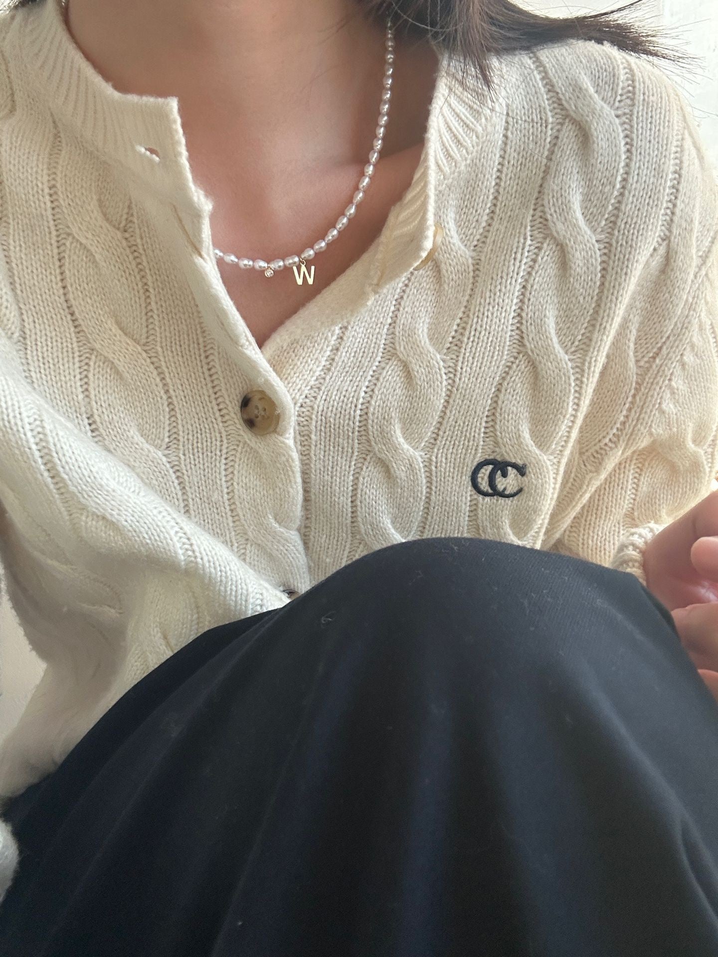 SilverGold Plated18K W LetterNecklace