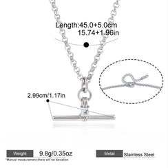 Titanium Steel T-Shaped Pendant Necklace
