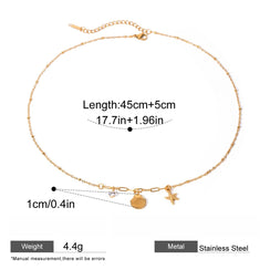 Titanium Steel Starfish Zircon Necklace