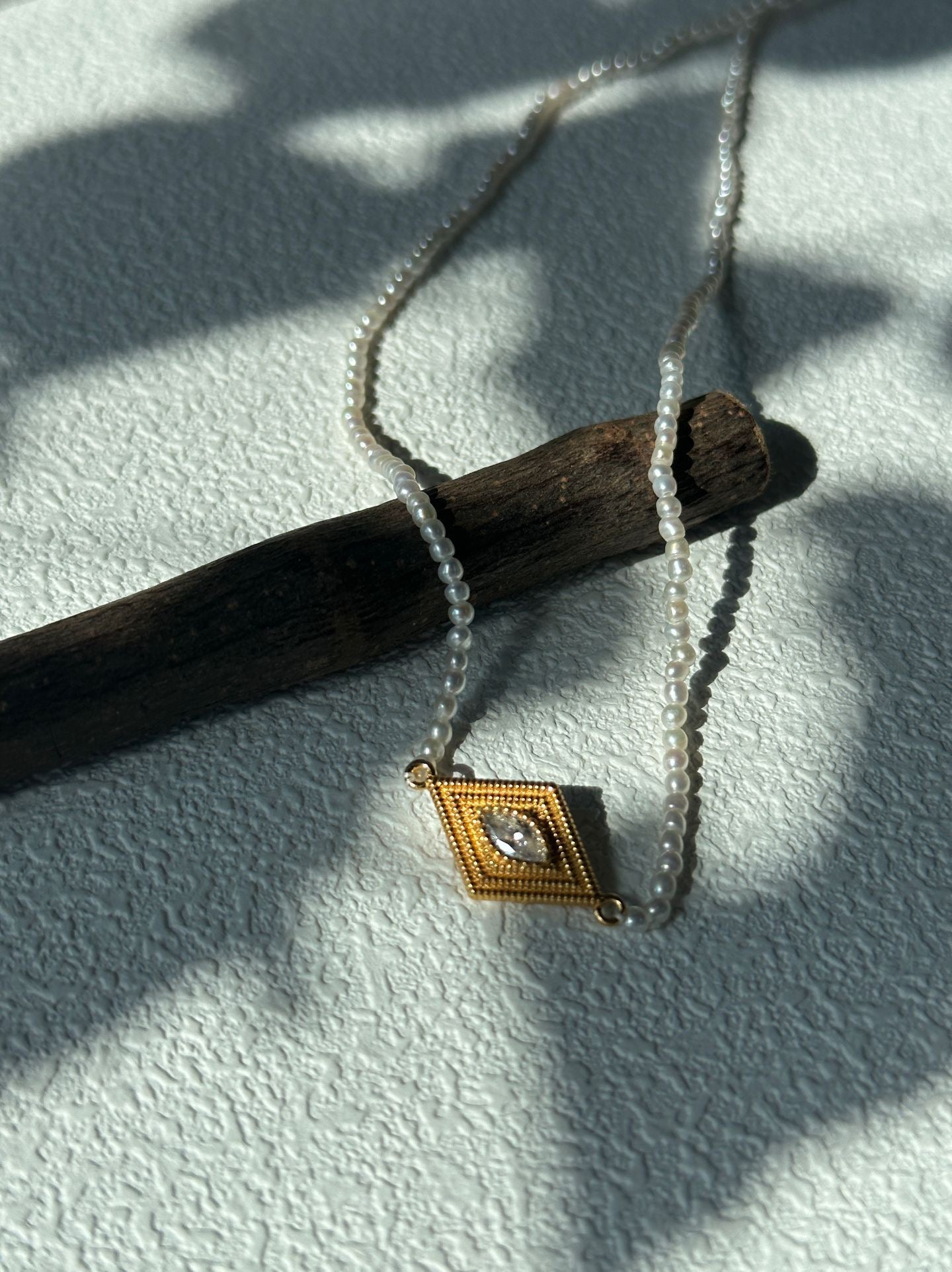 SilverGold Plated18K Greek EyePearlNecklace