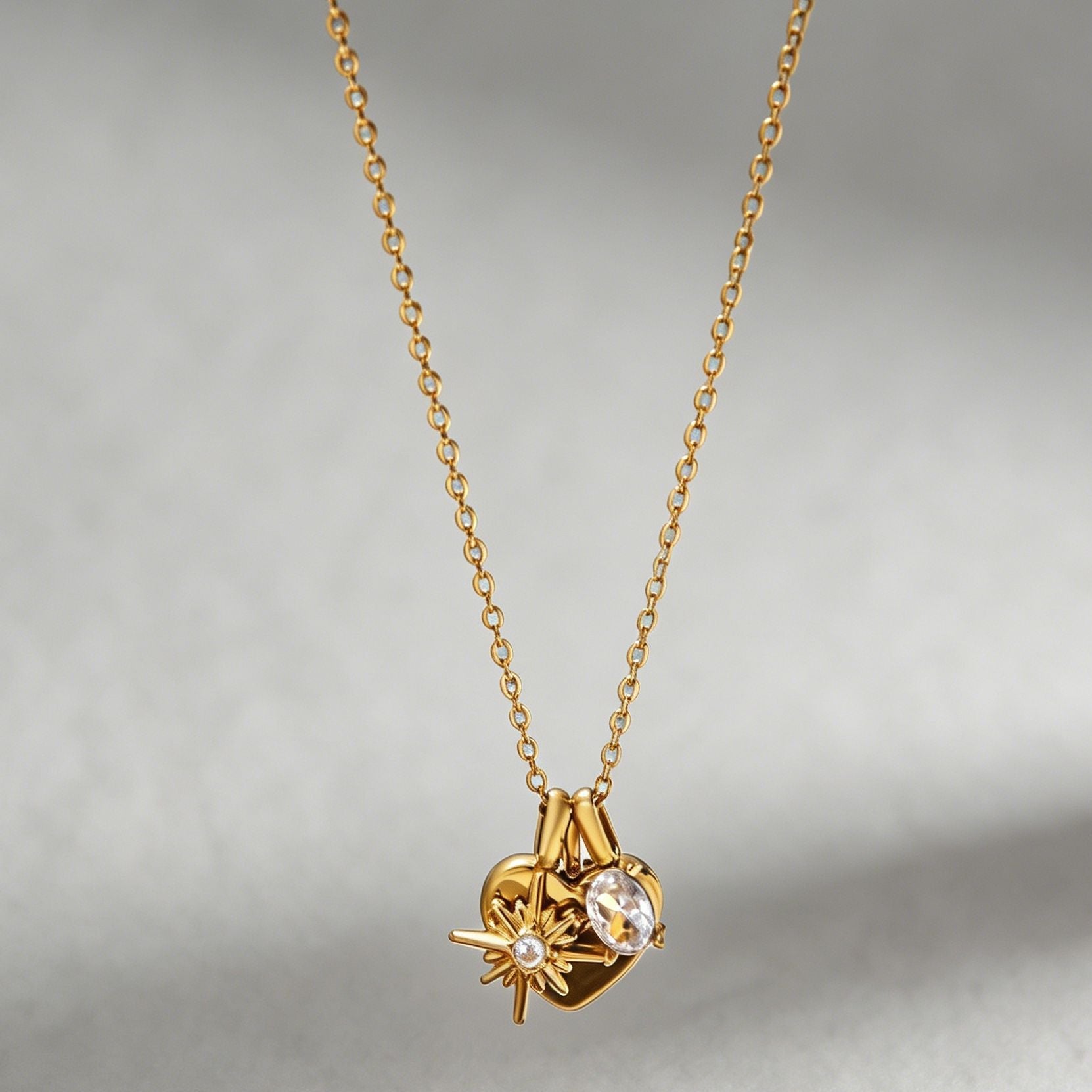 Titanium Steel Heart Star Pendant Necklace