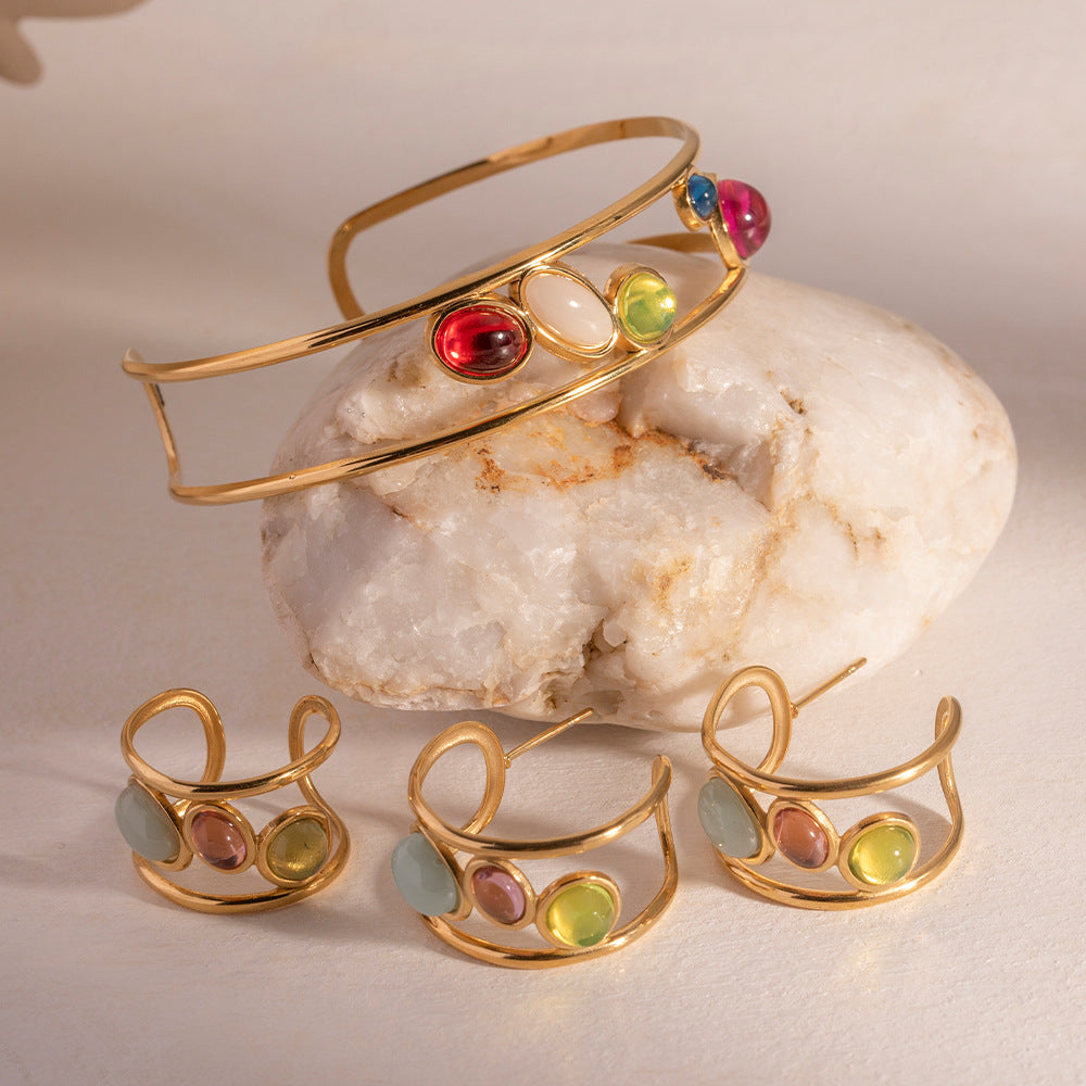 Colorful Diamond Bangle & Ring Set