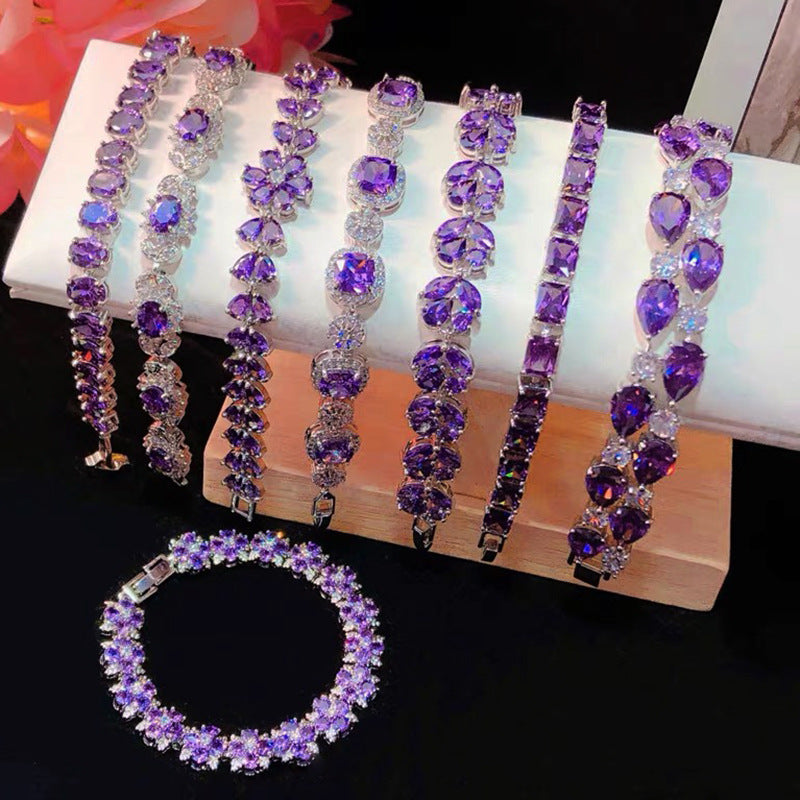 Purple Teardrop Zircon Bracelet